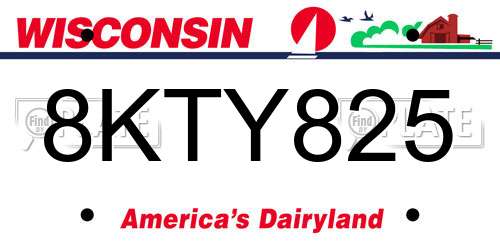 8KTY825 Wisconsin License Plate