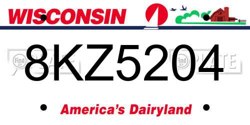8KZ5204 Wisconsin License Plate