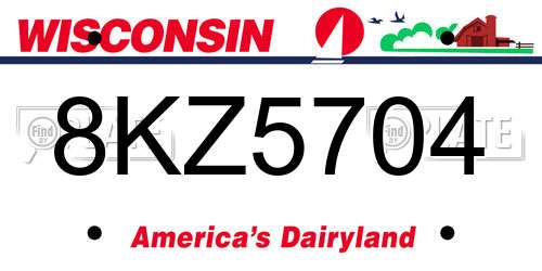8KZ5704 Wisconsin License Plate