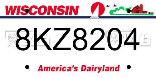 8KZ8204 Wisconsin License Plate