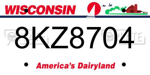 8KZ8704 Wisconsin License Plate