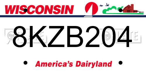 8KZB204 Wisconsin License Plate