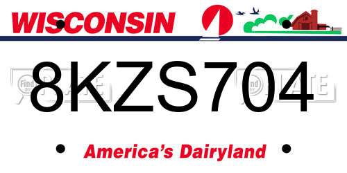 8KZS704 Wisconsin License Plate