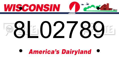 8L02789 Wisconsin License Plate