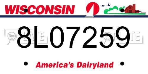 8L07259 Wisconsin License Plate
