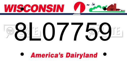 8L07759 Wisconsin License Plate
