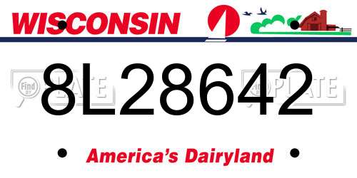 8L28642 Wisconsin License Plate