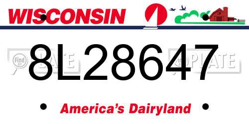 8L28647 Wisconsin License Plate
