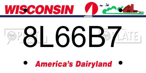 8L66B7 Wisconsin License Plate