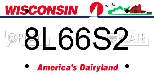 8L66S2 Wisconsin License Plate
