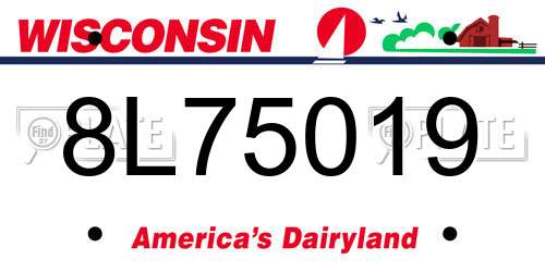8L75019 Wisconsin License Plate