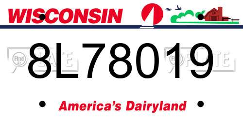 8L78019 Wisconsin License Plate