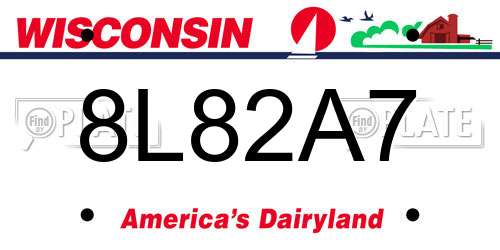 8L82A7 Wisconsin License Plate