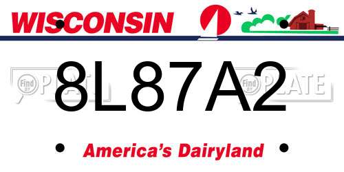 8L87A2 Wisconsin License Plate