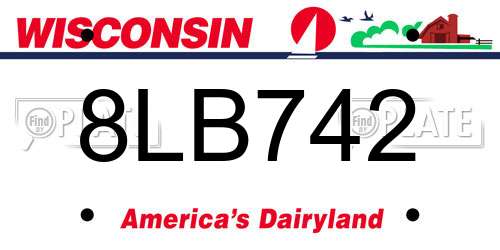 8LB742 Wisconsin License Plate