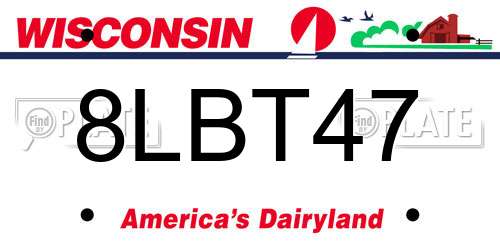 8LBT47 Wisconsin License Plate