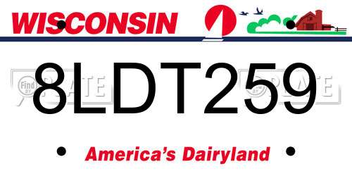 8LDT259 Wisconsin License Plate
