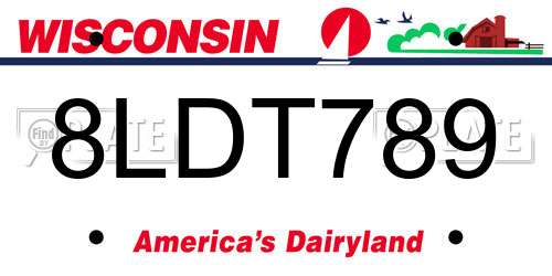8LDT789 Wisconsin License Plate