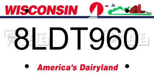 8LDT960 Wisconsin License Plate