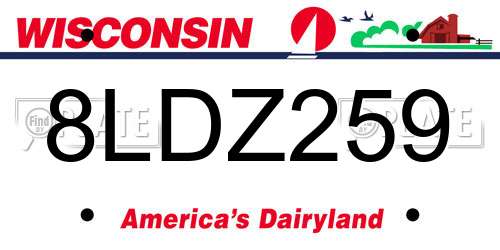 8LDZ259 Wisconsin License Plate