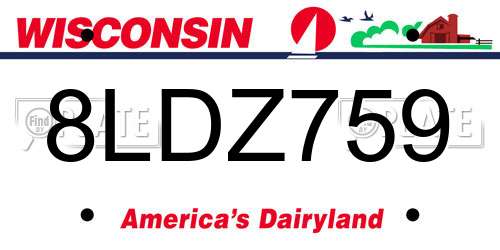 8LDZ759 Wisconsin License Plate