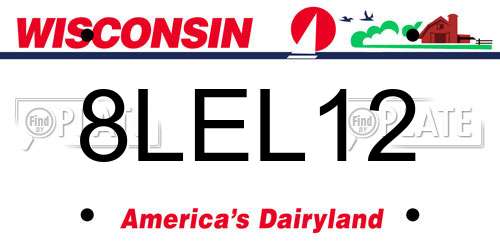 8LEL12 Wisconsin License Plate
