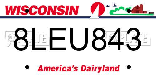 8LEU843 Wisconsin License Plate