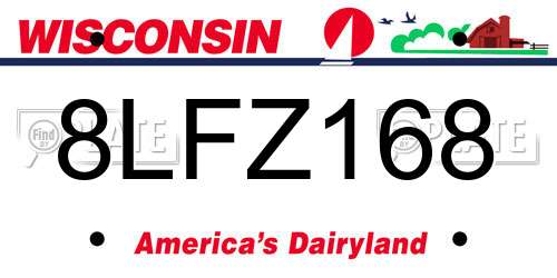 8LFZ168 Wisconsin License Plate