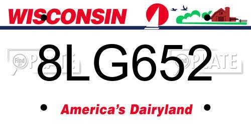 8LG652 Wisconsin License Plate