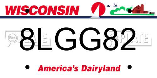 8LGG82 Wisconsin License Plate