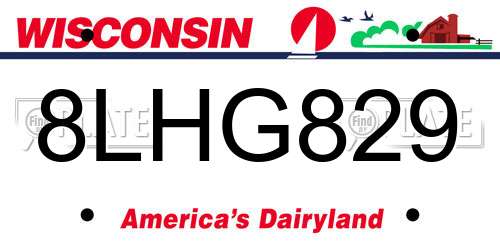 8LHG829 Wisconsin License Plate