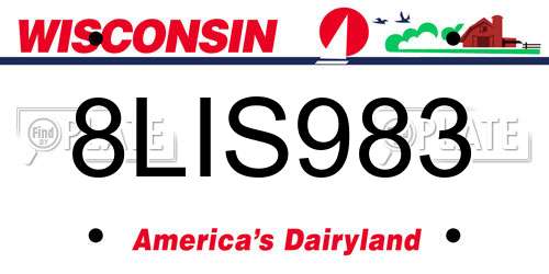 8LIS983 Wisconsin License Plate