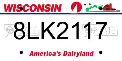8LK2117 Wisconsin License Plate