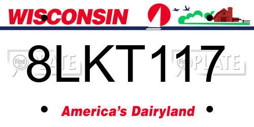 8LKT117 Wisconsin License Plate