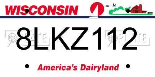 8LKZ112 Wisconsin License Plate