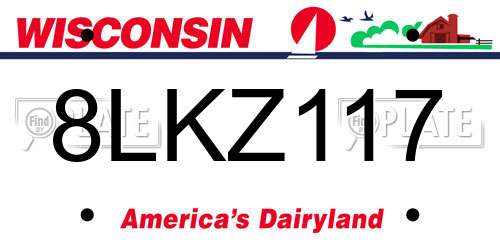 8LKZ117 Wisconsin License Plate