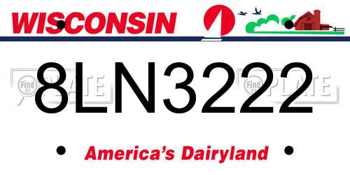 8LN3222 Wisconsin License Plate