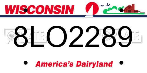 8LO2289 Wisconsin License Plate