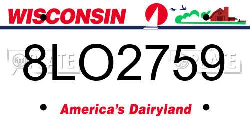 8LO2759 Wisconsin License Plate