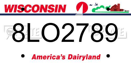 8LO2789 Wisconsin License Plate