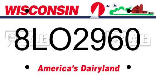 8LO2960 Wisconsin License Plate