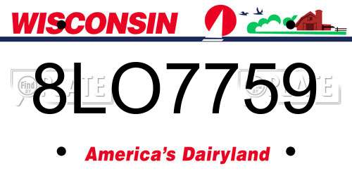 8LO7759 Wisconsin License Plate