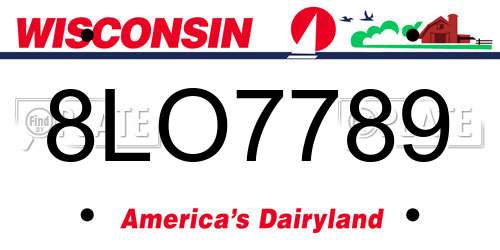 8LO7789 Wisconsin License Plate