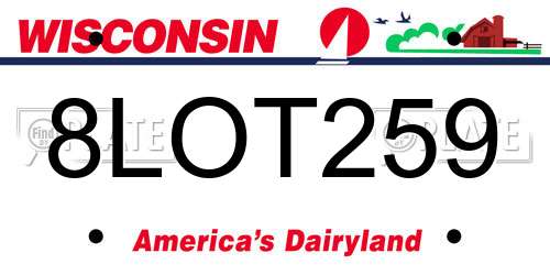 8LOT259 Wisconsin License Plate