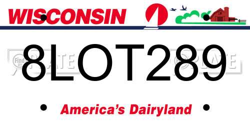 8LOT289 Wisconsin License Plate