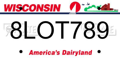 8LOT789 Wisconsin License Plate