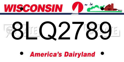 8LQ2789 Wisconsin License Plate
