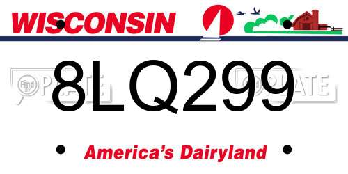 8LQ299 Wisconsin License Plate