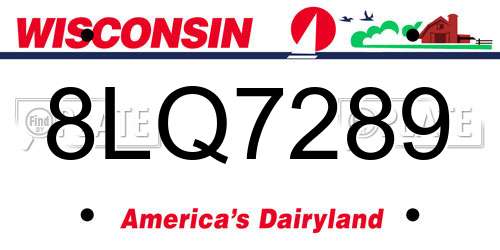 8LQ7289 Wisconsin License Plate