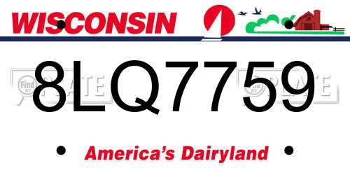 8LQ7759 Wisconsin License Plate